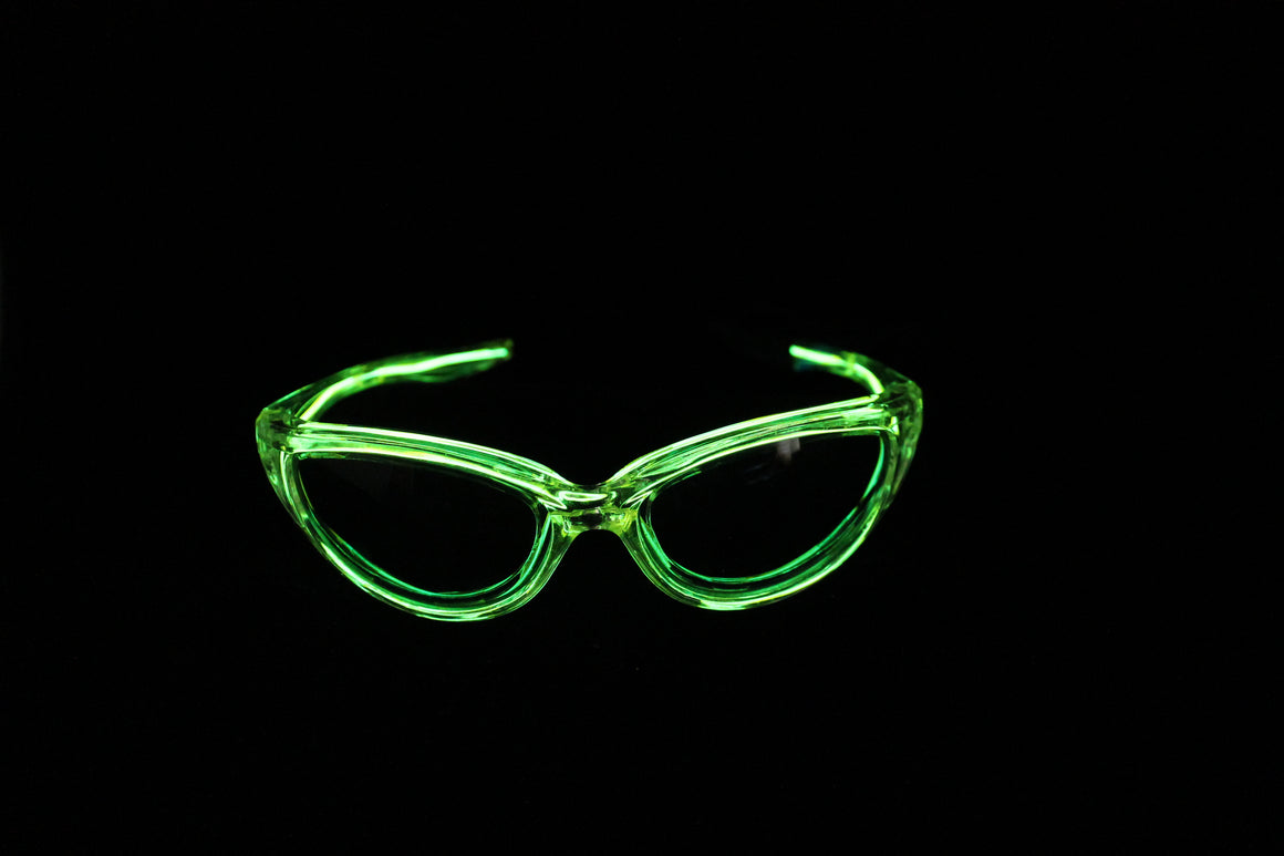 Green light up El Wire sunglasses