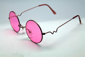 Lennon Style Sunglasses with Pink Lenses Pink Frames