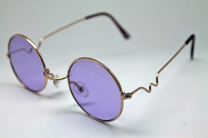 Lennon Style Sunglasses with Purple Lenses Gold Frames