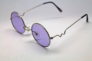 Lennon Style Sunglasses with Purple Lenses Silver Frames