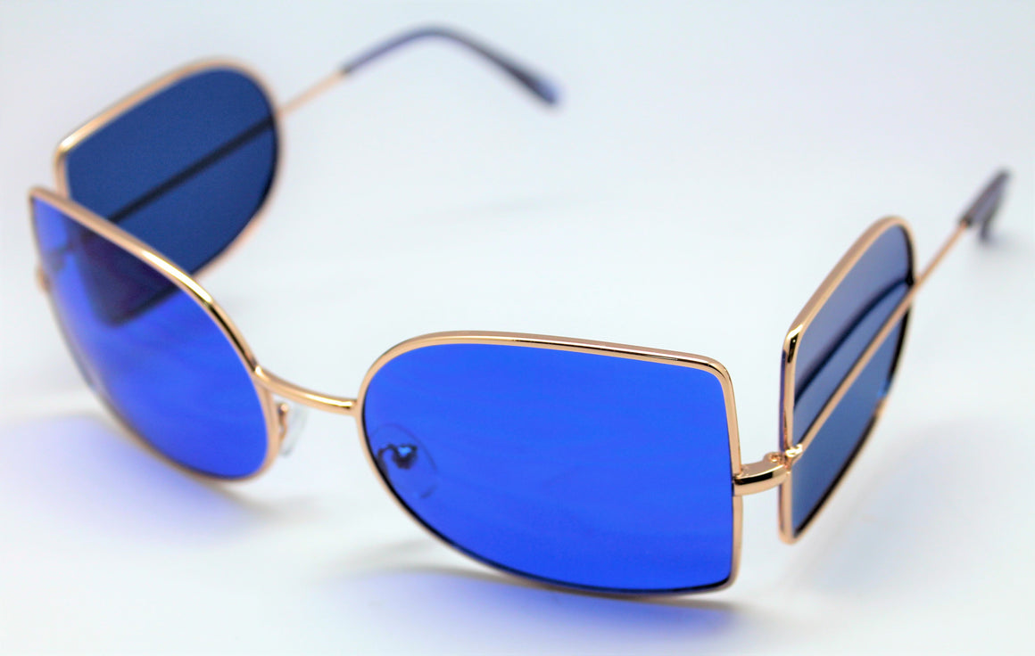 Jonny Depp Dark Shadows Vampire Sunglasses Blue Lens Gold Frame