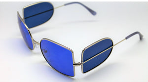 Jonny Depp Dark Shadows Vampire Sunglasses Blue Lens Silver Frame