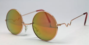 Lennon Style Sunglasses with Gold Red Mirror Lenses Gold Frames