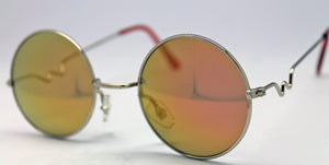 Lennon Style Sunglasses with Gold Red Mirror Lenses Silver Frames