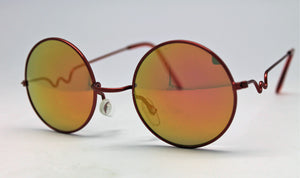 Lennon Style Sunglasses with Gold Red Mirror Lenses Red Frames
