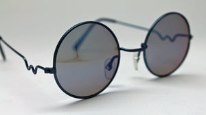 Lennon Style Sunglasses with Blue Mirror Lenses Blue Frames