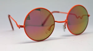 Lennon Style Sunglasses with Pink Orange Mirror Lenses Orange Frames