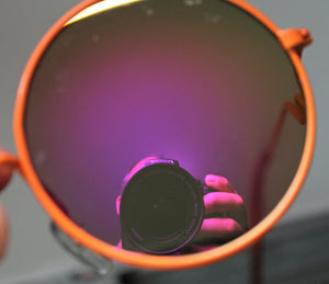 Lennon Style Sunglasses with Pink Orange Mirror Lenses