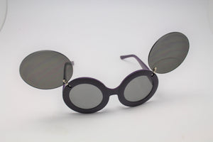 Lady gaga Mickey Mouse Flip Retro Paparazzi Sunglasses Purple Frames and Black lenses