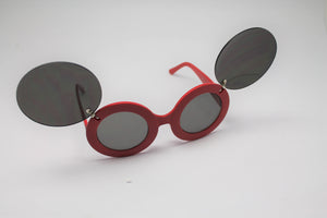 Lady gaga Mickey Mouse Flip Retro Paparazzi Sunglasses Red Frames