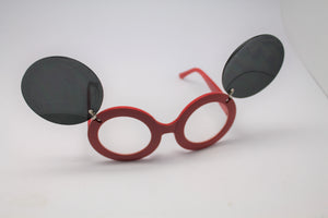 Lady gaga Mickey Mouse Flip Retro Paparazzi Sunglasses Red Frames