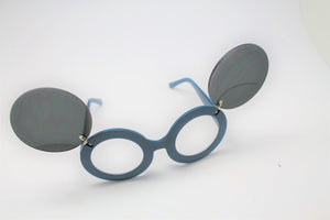 Lady gaga Mickey Mouse Flip Retro Paparazzi Sunglasses Blue Frames and Clear lenses